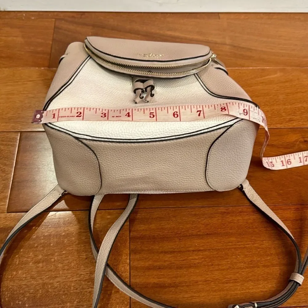 Kate Spade Leila Medium 2 Tones Pebbled Leather Backpack Drawstring Flap Closure
